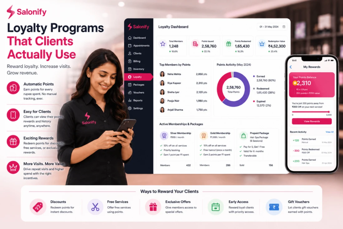 Loyalty points, memberships and packages in Salonify