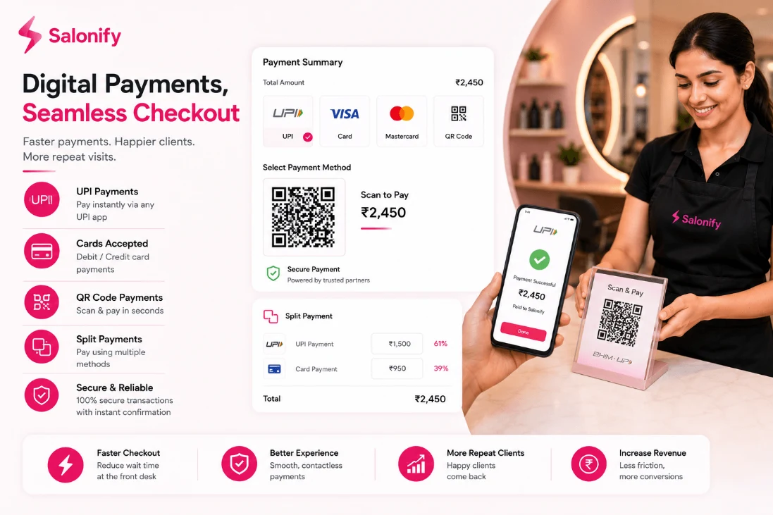 Digital payments and contactless checkout in Salonify